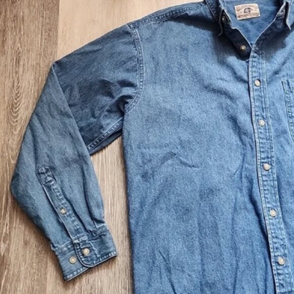 Rare VINTAGE Heineken Embroidered Denim Long Sleeve Cotton Button-Up Shirt Sz M - Picture 6 of 12